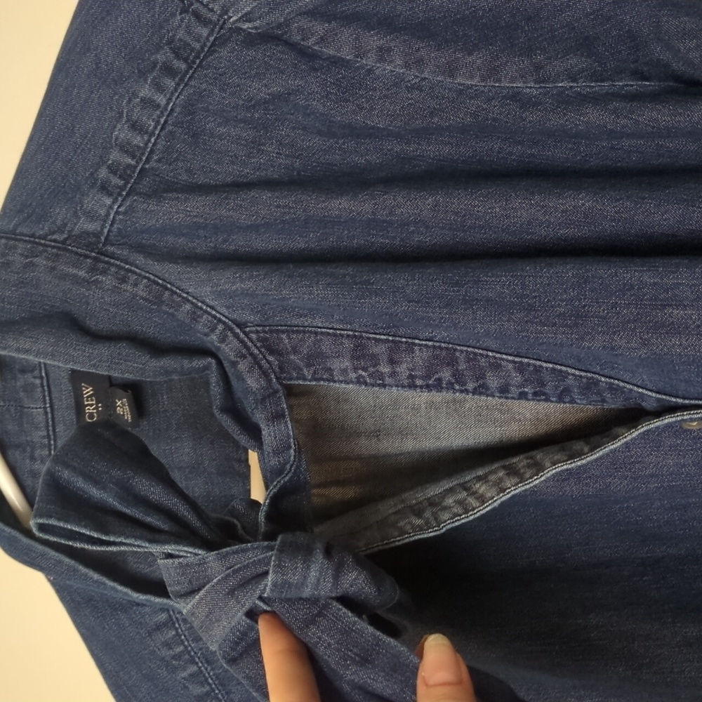 J. Crew Indigo Blouse with Bow Accent - Picture 2 of 7